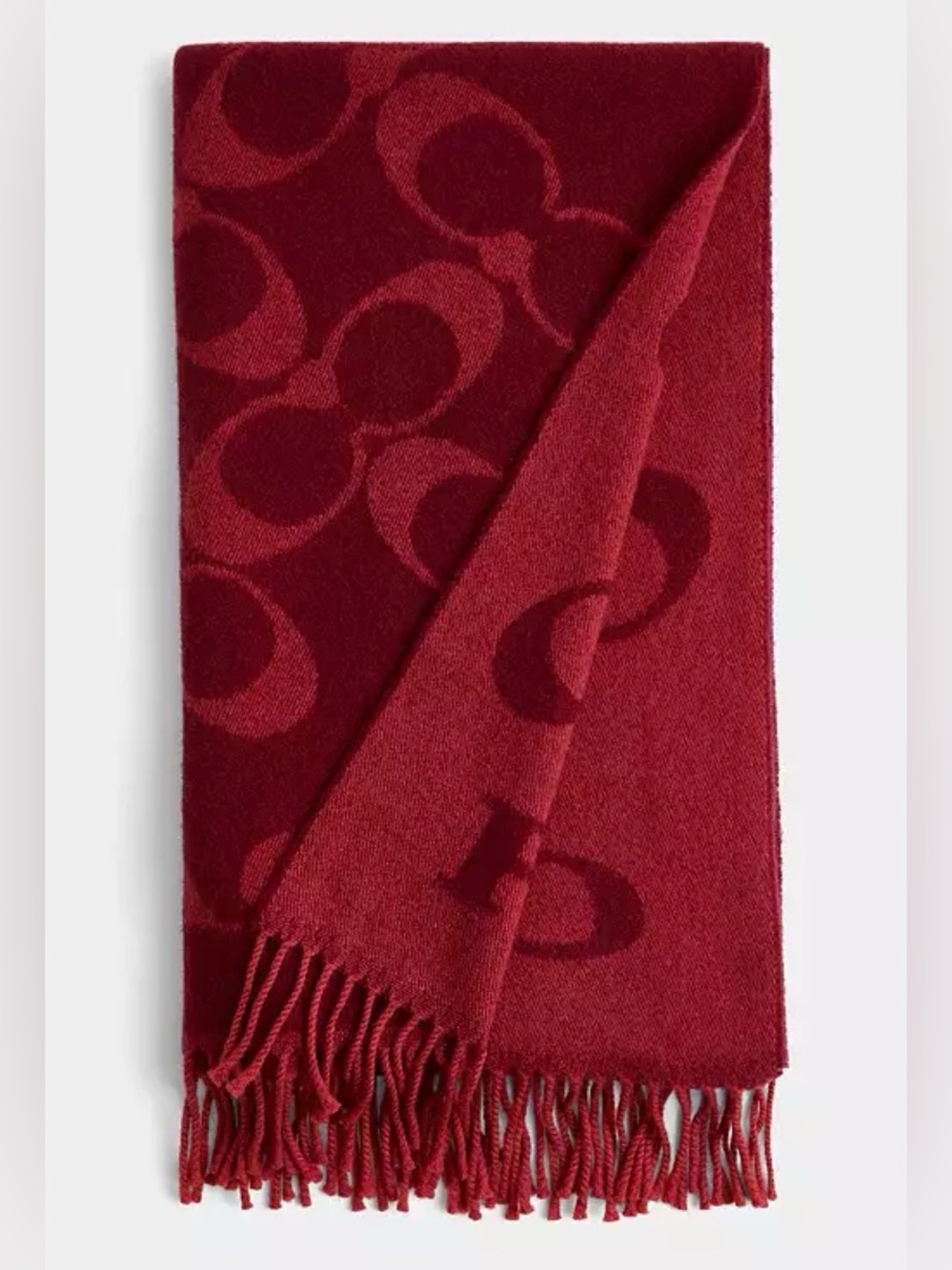 NWT Coach Signature Oversized Muffler Scarf Red 1941 Wool Cashmere
